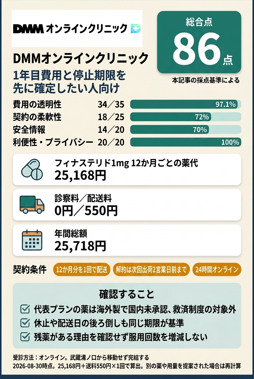 2位 DMMオンラインクリニックは予防プランの年間総額を固定しやすい候補です