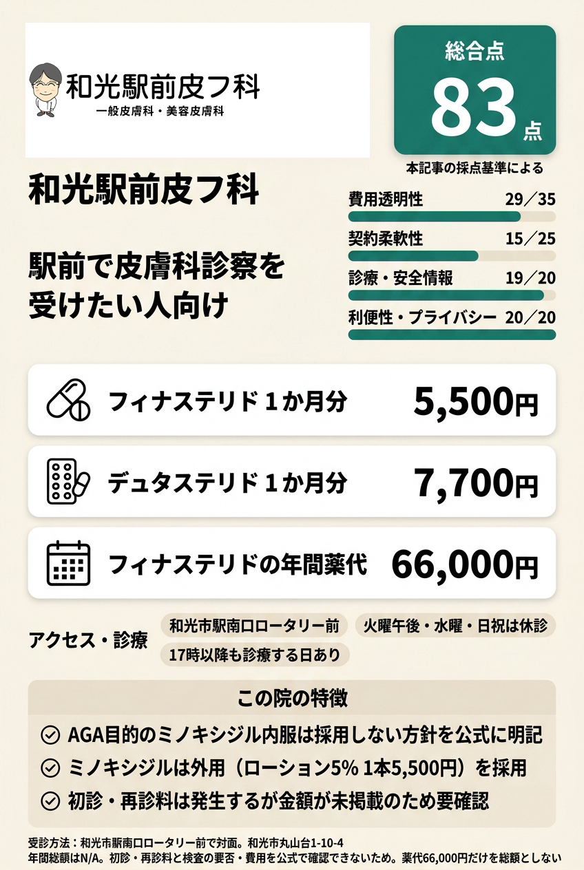 1位：和光駅前皮フ科｜駅前で皮膚科診察を受けたい人向け