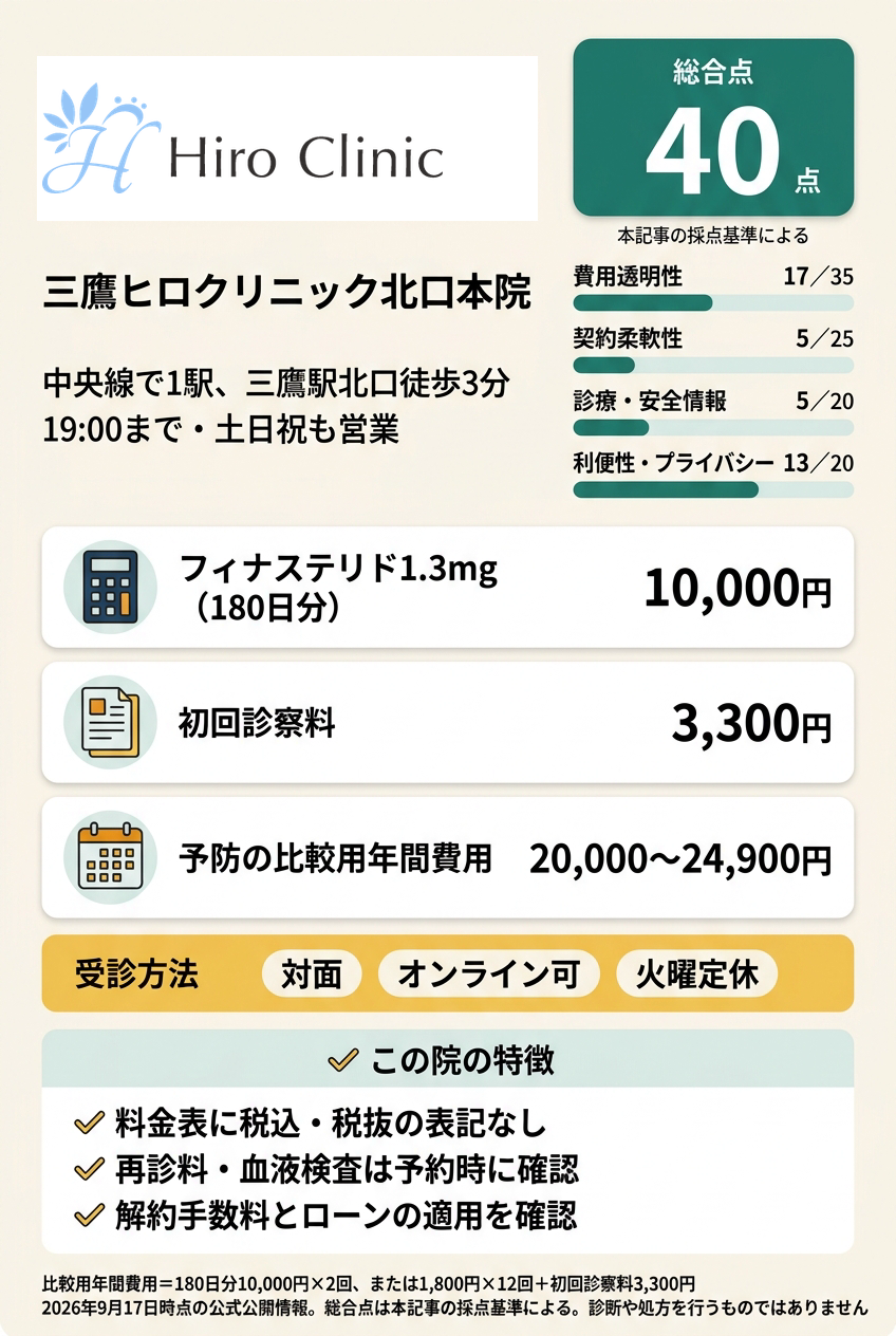 5位:三鷹ヒロクリニック北口本院|中央線で1駅の三鷹駅で仕事の後や土日に対面で始めたい人向け